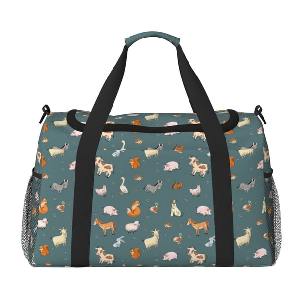 Balery Farm Animal Bolsa de Gimnasio para Mujeres, Bolsa de Viaje con Bolsillo Húmedo, Bolsa de Fin de Semana para Mujeres, Bolsa de Viaje Resistente al Agua