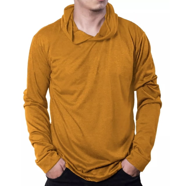 Playera Manga Larga Calada Stretch Delgada Con Gorro.