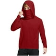 thumbnail image 3 of Kids Shirts for 4-15 Years Unisex Long Sleeve Hooded Solid Color T-Shirt Children's Summer Outdoor Breathable Sports Tops With Sun Protection Mask 50+ Sun Protection Tops For Kids Red, 3 of 10