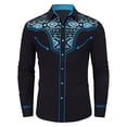 thumbnail image 5 of CONZONE Mens Western Cowboy Shirts Long Sleeve Buttons Down Shirts for Men Trendy Graphic Lapel Soft Lightweight Tops, 5 of 5