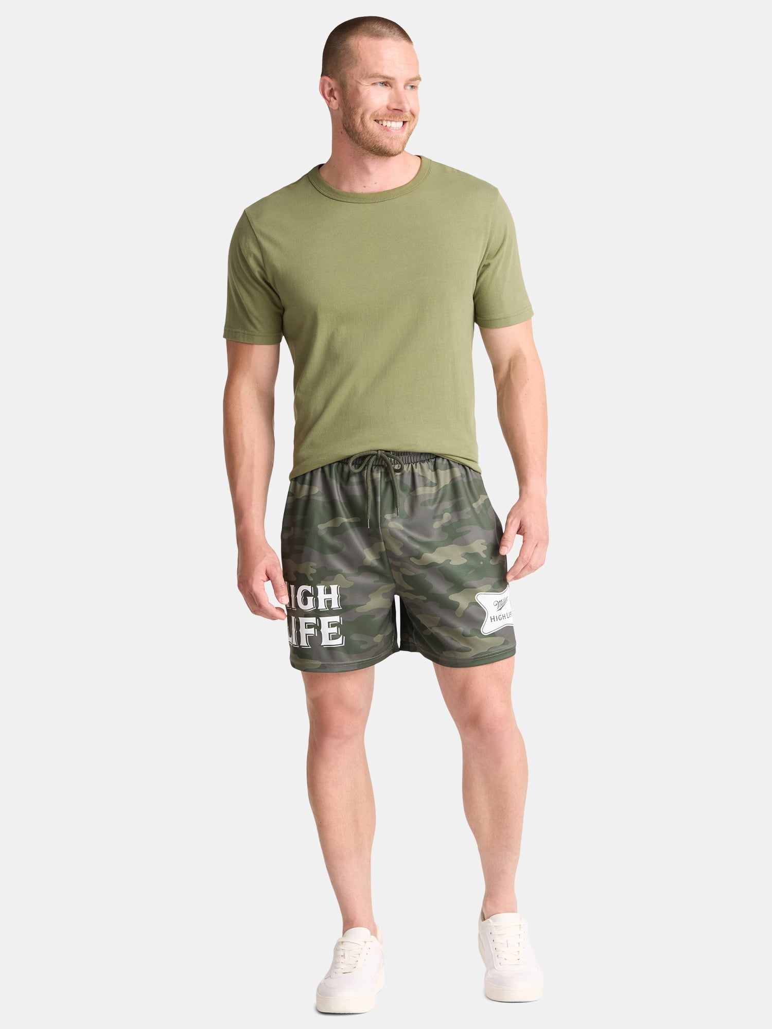 Miller High Life Men's and Big Men's Camo Basketball Shorts, Sizes S-3XL