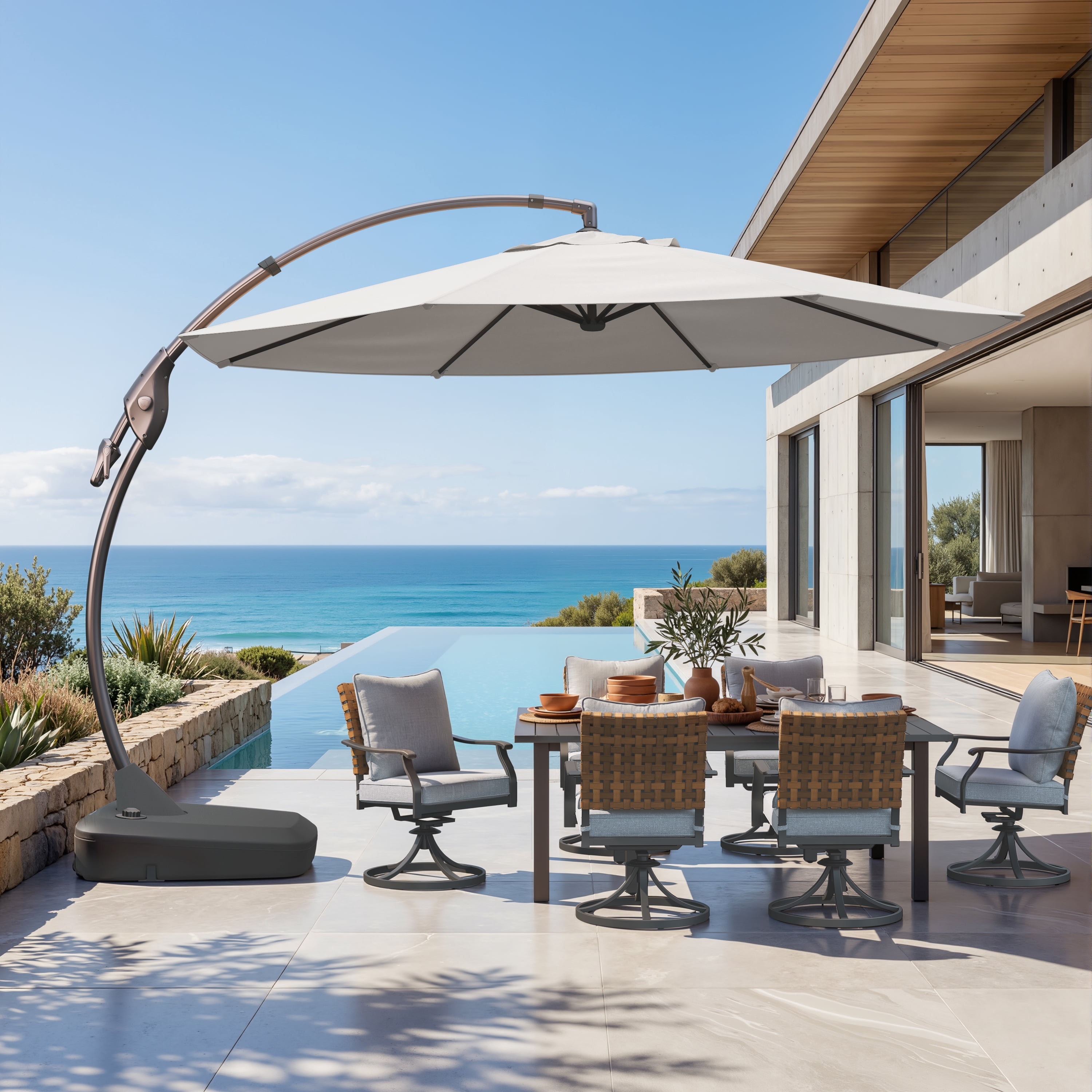 12 foot patio umbrella sunbrella GRANDPATIO, Patio Umbrella, 12ft Round Cantilever, Sunbrella Charcoal