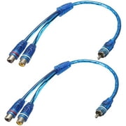 2 Pcs 12" RCA Audio Jack Cable Y Splitter Adapter 1 Male to 2 Female Plug