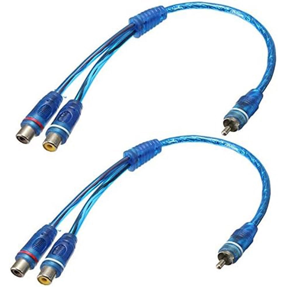 2 Pcs 12" RCA Audio Jack Cable Y Splitter Adapter 1 Male to 2 Female Plug
