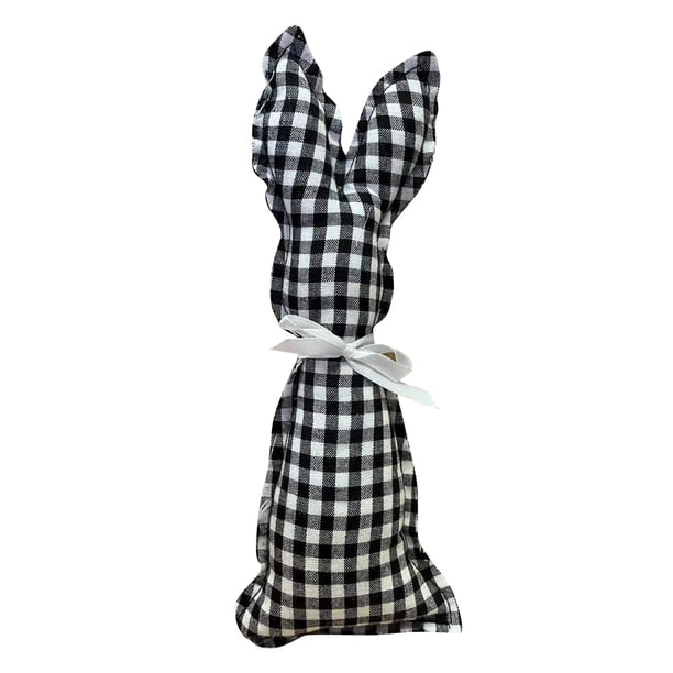 Easter Decorations for Home Easter Stuffed Fabric Bunny, 7 Inch Easter Table Top Rustic Farmhouse Decor Plush Carrot Bunny Decor Rabbit Decor Tall Vase Filler Decor, Easter Bunny Gifts (Black)