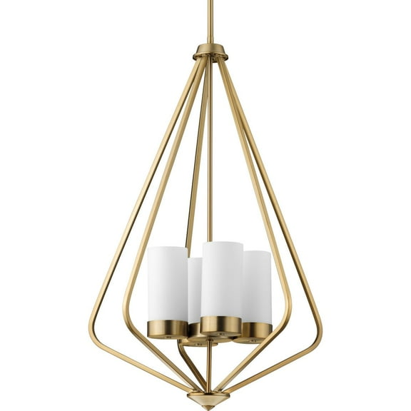 Elevate Collection Four-Light Brushed Bronze and Etched White Glass Modern Style Hanging Pendant Light