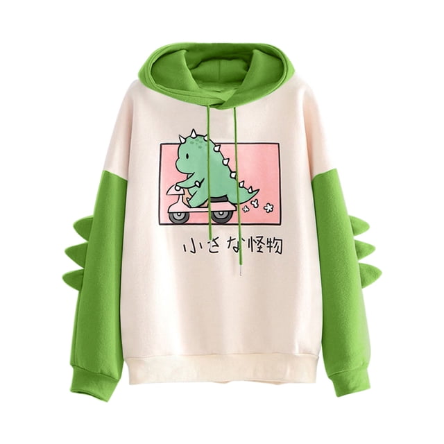 Cathalem Sweat à Capuche en Coton pour Femmes, Manches Longues, Vert L
