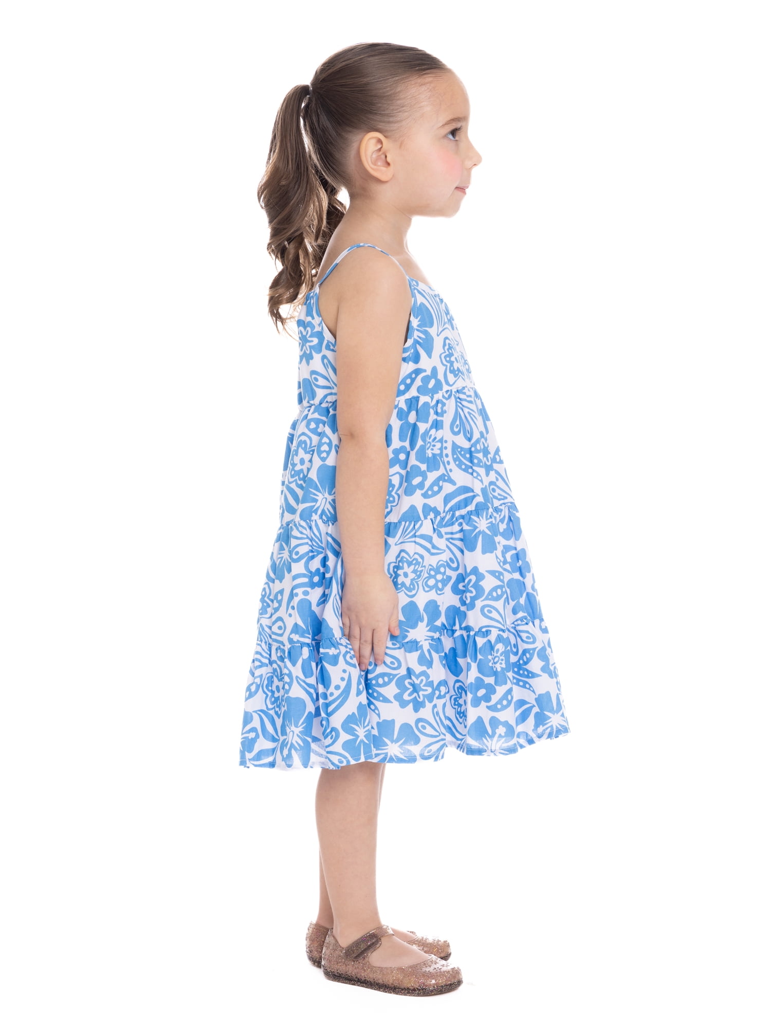 Wonder Nation Toddler Girls Cotton Sleeveless Floral Printed Dress, Sizes 12M-5T