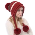 thumbnail image 2 of Women Winter Peruvian Cover Ears Beanie Hat, Ear Flaps Sherpa Ski Snow Hats, Knit Warm Pompom Hat, 2 of 5