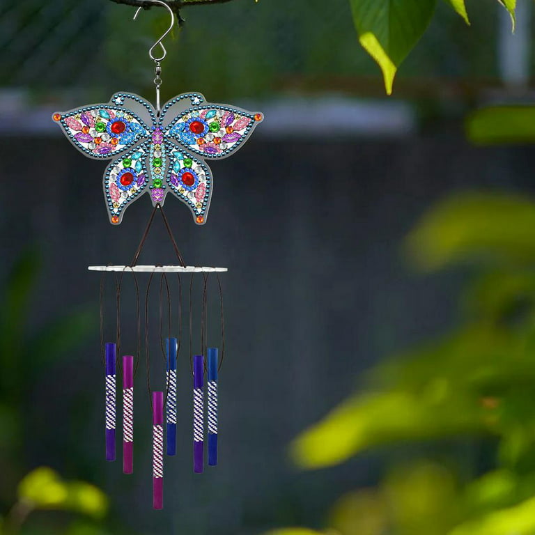 Butterfly Wind Chimes With Decorative Fake Crystals Beads - Temu