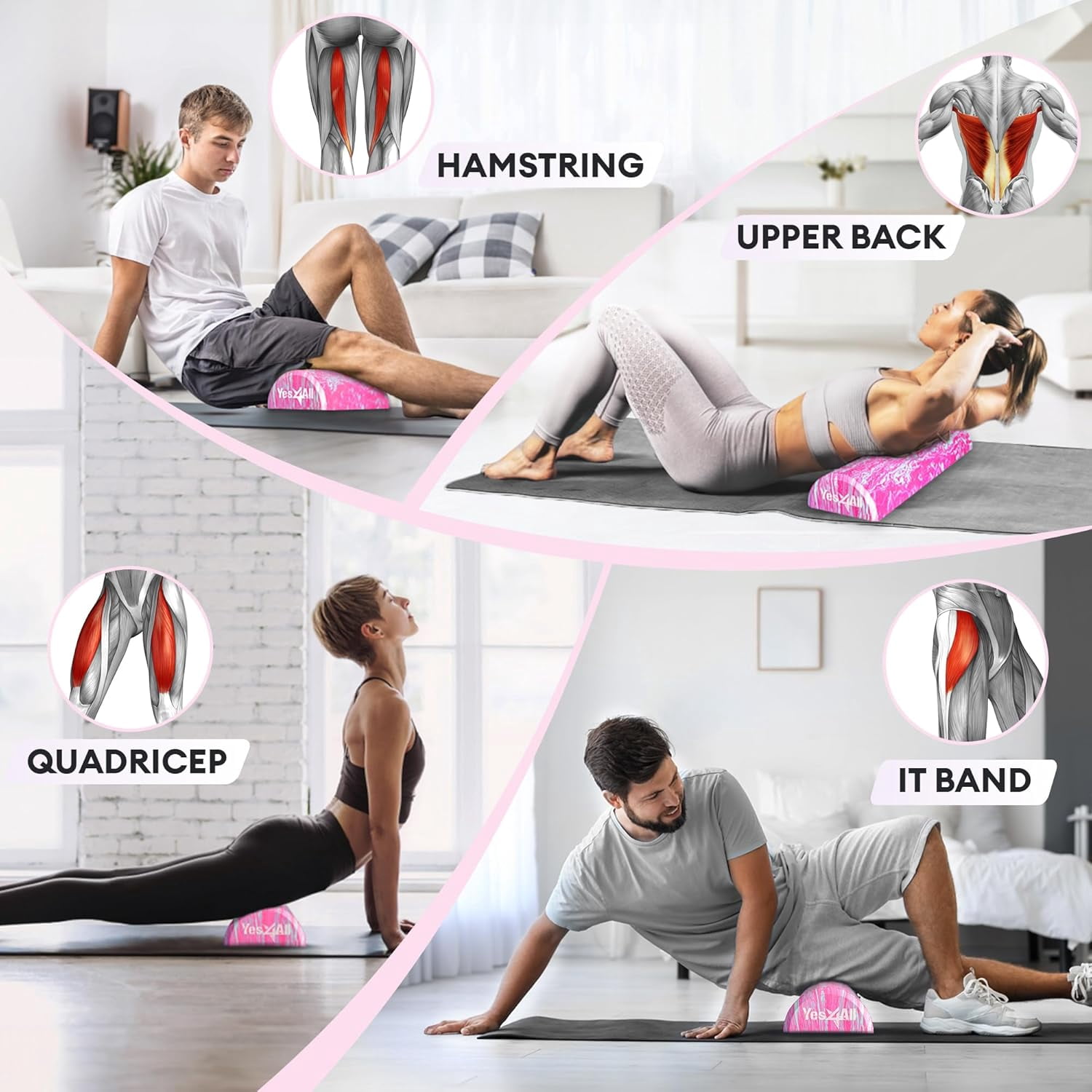 YES4AL Foam Half Roller EVA 36 in - Unicorn Marble
