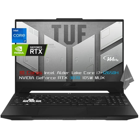 2022 ASUS TUF Dash 15.6" 144Hz Thin Flagship Gaming Laptop, 10 Cores Intel Alder Lake i7-12650H, GeForce RTX 3070 105W MUX, 16GB DDR5, 1TB SSD, Backlit KB, Wi-Fi 6, Thunderbolt 4