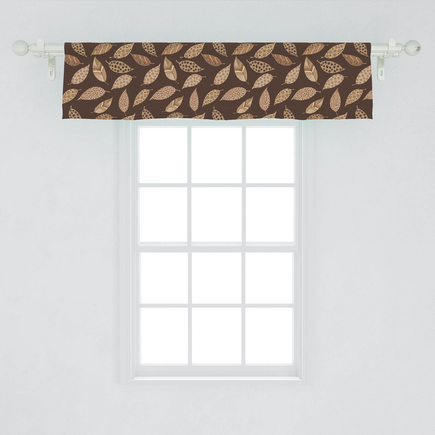 Leaves Window Valance, Autumn Leaves Pattern in Earth Tones, Curtain Valance for Kitchen Bedroom