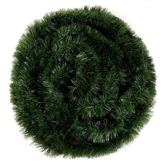 50Ft Green Garland Christmas Decorations, Xams Greenery Tinsel Stems, Non-Lit Soft Twist Garland Decor for Tree Stairs Railing Front Door Mantle Fireplace Indoor Outdoor Holiday Home, 1Pc