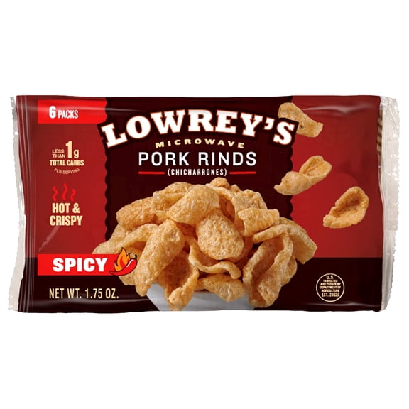 Lowrey's Bacon Curls, Microwave Pork Rinds (Hot  Spicy), 1.75 Ounce Package Pack of 6-1705550782