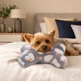 thumbnail image 6 of Bone-Shaped Pet Pillow for Small Dogs and Cats, Curved Neck Support Cushion, Soft Flannel Fabric, Washable, Cute Star Heart Paw Print Designs, Compact Travel Size, Cozy and Soft, 6 of 7