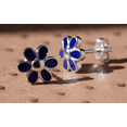 thumbnail image 5 of SilverCloseOut Sterling Silver Teens Blue Enamel Daisy Flower Stud Earrings 0.31in, 5 of 8