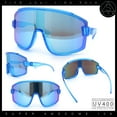 thumbnail image 2 of Color Mirror Child Size Boys Shield Rimless Sport Plastic Sunglasses Blue - Blue Mirror, 2 of 8