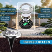 VOLIVO 12 pack Solar Ground Lights Outdoor,8 LED Disk Solar Lights for Lawn Patio Yard Garden Decor