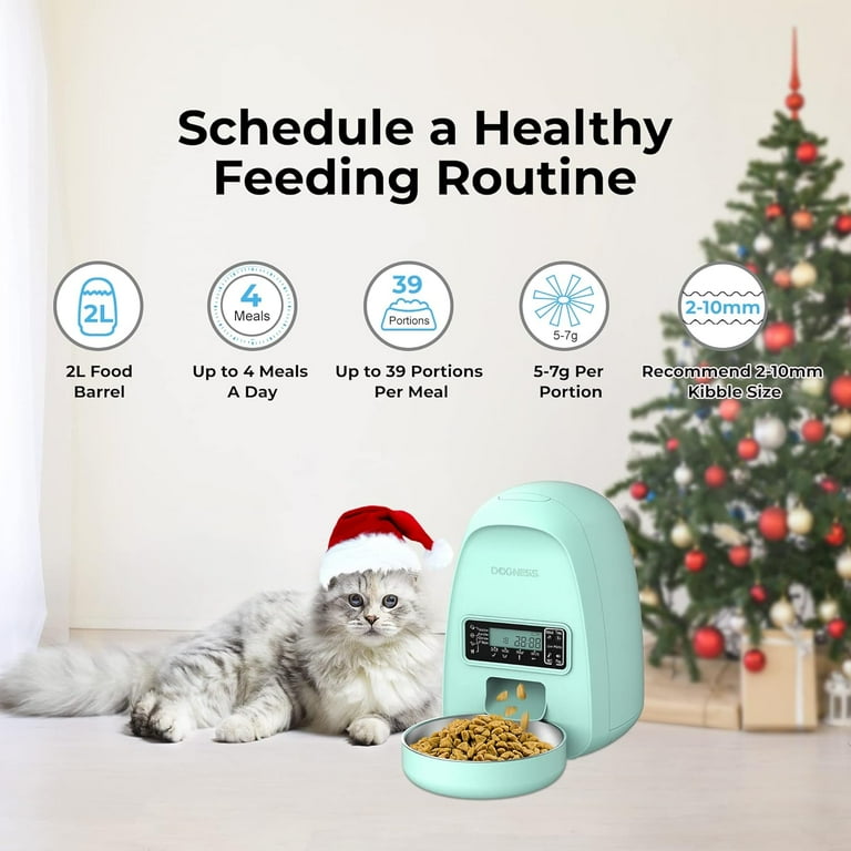 DOGNESS 2L Pet Feeder,Automatic Cat Feeder | Timed Programmable Auto Pet  Dog Food Dispenser Feeder for Kitten Puppy - Easy Portion Control,Voice