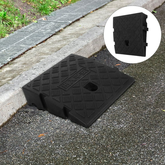HOMEMAXS Heavy Duty Plastic Curb Ramp for Vehicles Use with Textured Surface and Robust Structure 2 Pieces