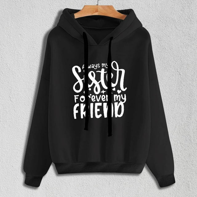 Puntoco Moda Mujer Casual Texto Divertido Letra Impreso Blusa De Manga Larga Bolsillo Pullover tops Sudaderas Con Capucha Puntoco Puntoco-1265