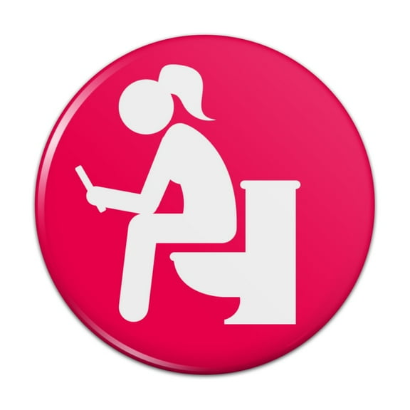 Girl Poop Pooping Sitting on Toilet Funny Kitchen Refrigerator Locker Button Magnet