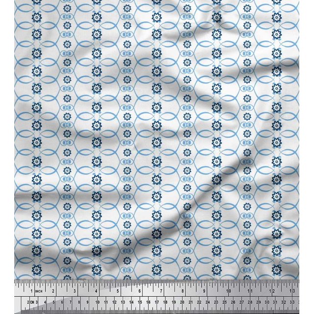 Soimoi Velvet Fabric Floral & Circle Geometric Print Fabric by the Yard 58 Inch Wide