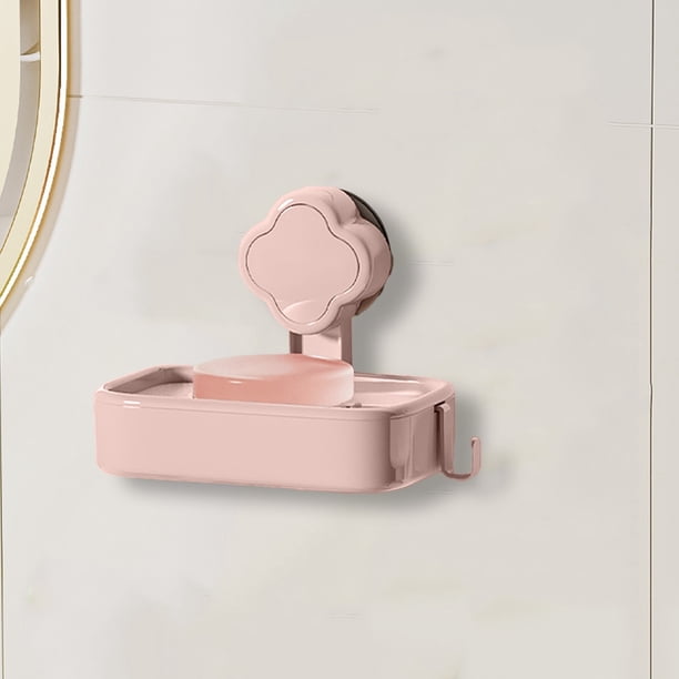 Cream Wind Suction Cup Soap Box Vacuum Non Perforated Wall Mounted Household Bathroom Sink Drains Multi Layer Storage Rack