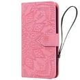 thumbnail image 4 of SaniMore Embossing Flip Wallet Case for iPhone 14 Pro, [RFID Blocking] PU Leather Cover with Card Holder & Kickstand Wrist Strap Magnetic Clasp All-Inclusive Protective Shell, Pink, 4 of 8