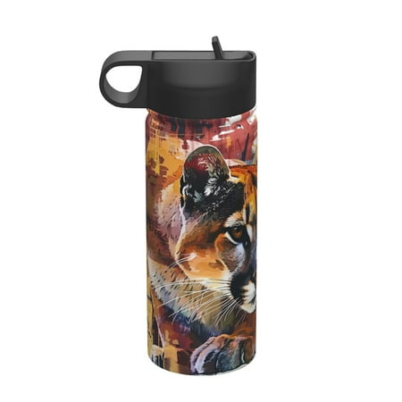 

Goofa Abstract Lion Painting for Insulated Kettle 18oz Water Bottle Insulated Tumbler with Handle & Flip Straw - Fits in Cup Holder Leak Resistant Tumbler