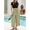 thumbnail image 3 of Women's Summer Wide Leg Palazzo Pants - High Waist, Striped, Flowy & Comfy with Pockets - Casual Beach, Lounge, Travel Outfit, 3 of 5