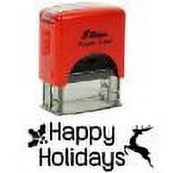 Printtoo Happy Holidays Self Inking Rubber Stamp Pre,Inked Office Stamp, Home Office Business Stationery, 38 x 14 mm, Black