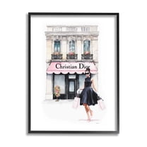 Stupell Industries Trendy Storefront Shopping Town & City Painting Black Framed Art Print Wall Art, 24 x 30