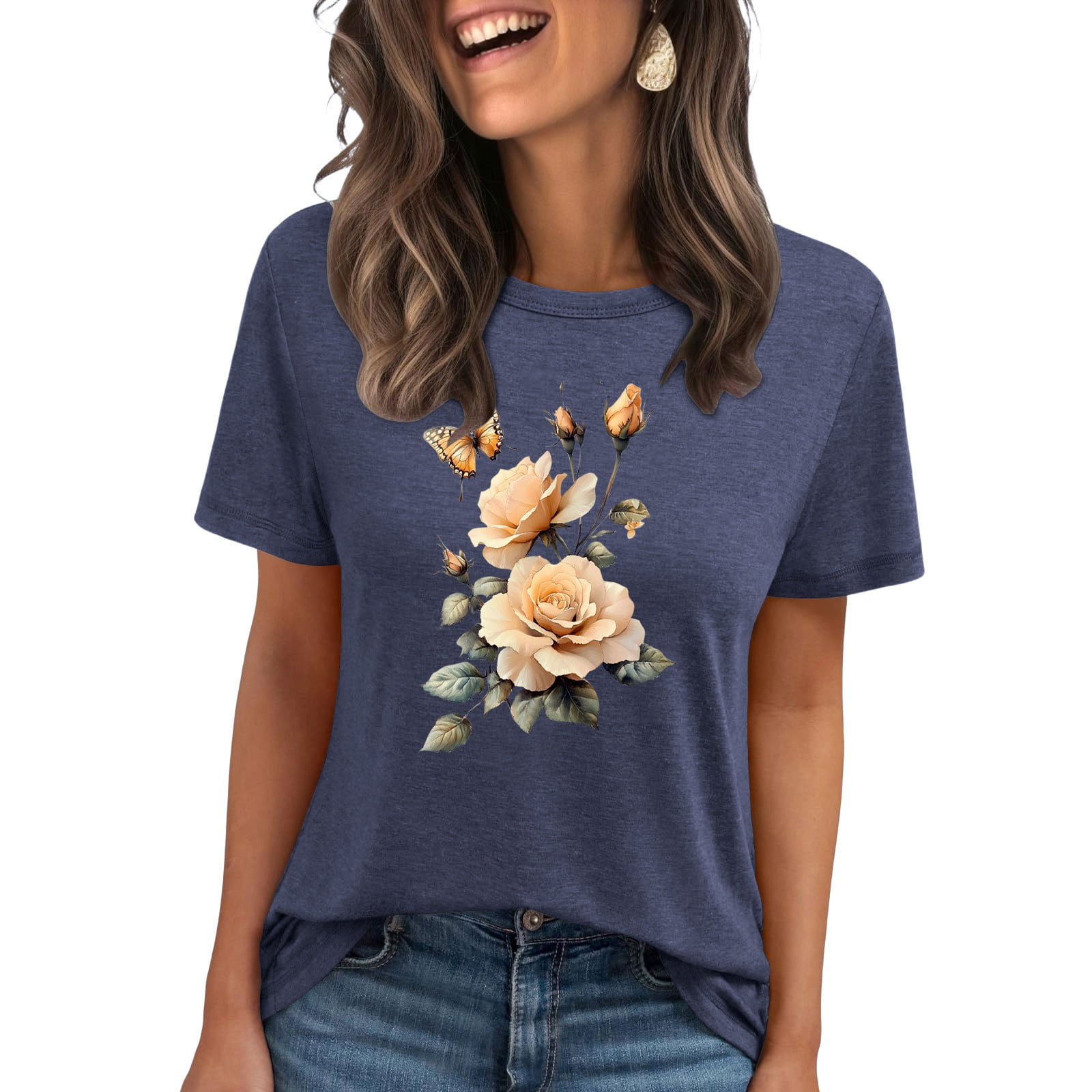 My Orders Women Tops Under $5, Womens Blouses And Tops Generic Womens Tops Hide Belly Women Casual Tops Cotton Summer Shirts for Island Vacation