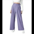 thumbnail image 2 of Pantalones Palazzo Informales de Punto Gofre con Cintura Alta Elástica y Pierna para Mujer, con Bolsillos, , Talla XL, 2 of 7