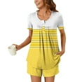 thumbnail image 2 of Nmnitkp Pajamas for Women Set Soft and Friendly Skin Pajamas Set For Women Striped Dots Printing Pajama Set Short Sleeve Sleepwear Soft Button Down Pjs Set Nightwear Lounge Sets with Pockets S-3XL, 2 of 7