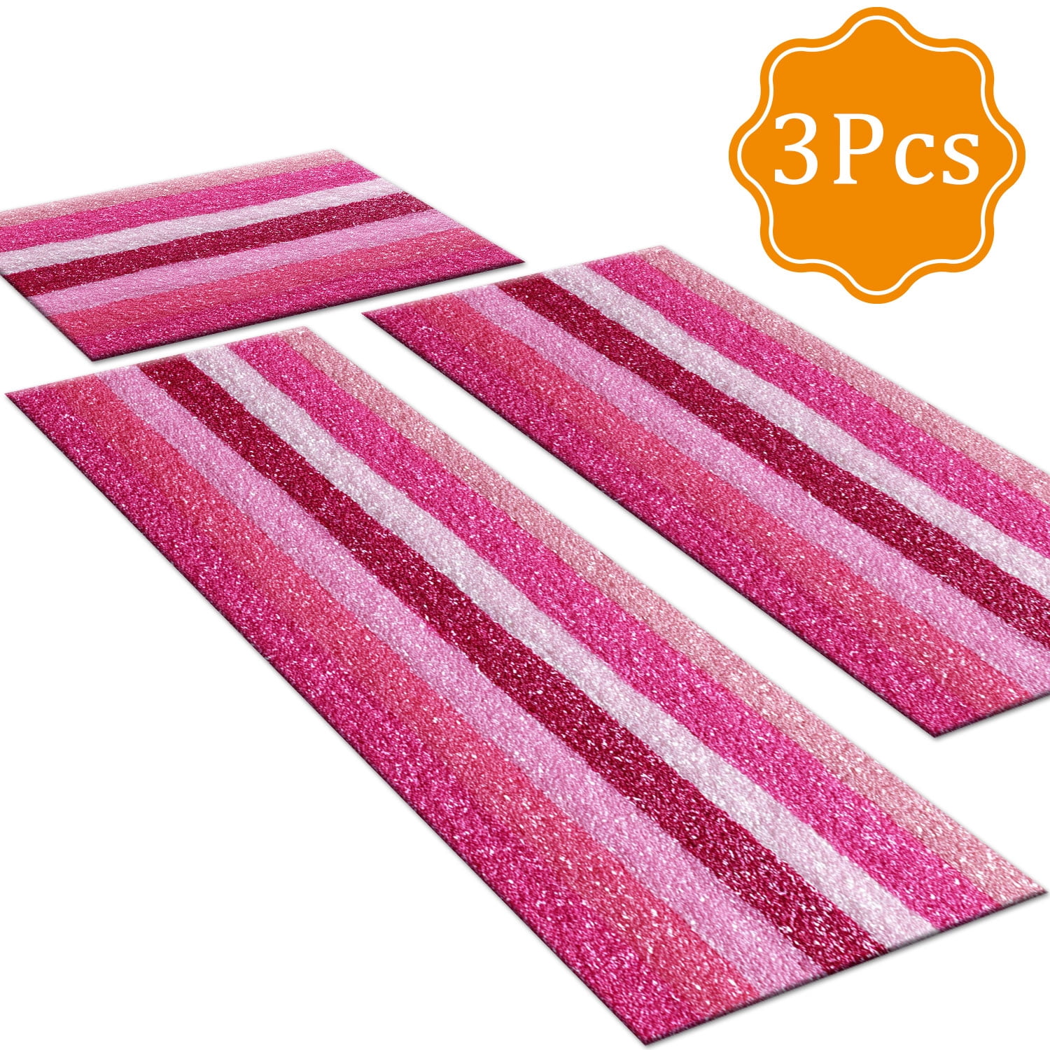 Three-Piece Kitchen Rug Set, Abstract Pattern Kitchen Hallway Rug, Soft And Comfortable, Suitable for Sinks, Floors, Entrances, Hallways, Bathrooms