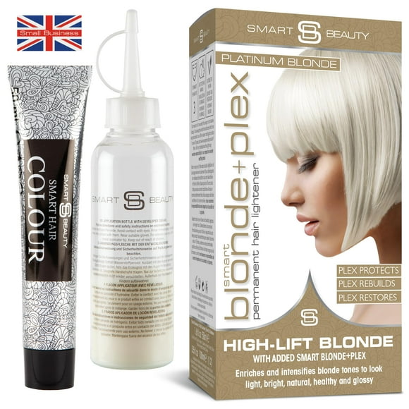 Smart Beauty Platinum Blonde Hair Dye Permanent, with Plex Anti-Breakage Technology that Protects Rebuilds Restores Hair Structure, Permanent Hair Colour, Bleach Hair Dye, Vegan, Cruelty Free