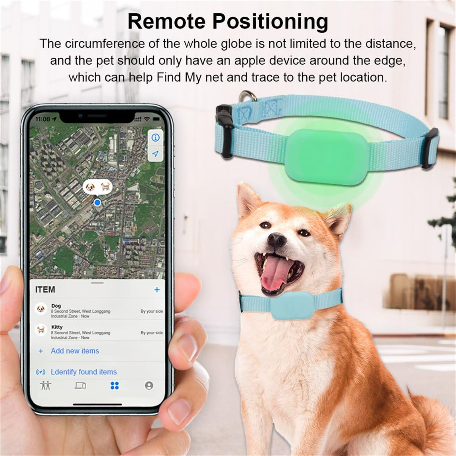 Pet Tracker for Dogs and Cats Tracking Collar for Cats Durable Adjustable Dog Collar Tracker Real Time Location Anti Loss for Pet Monitoring Pink Compatible with Ios 1 Pack