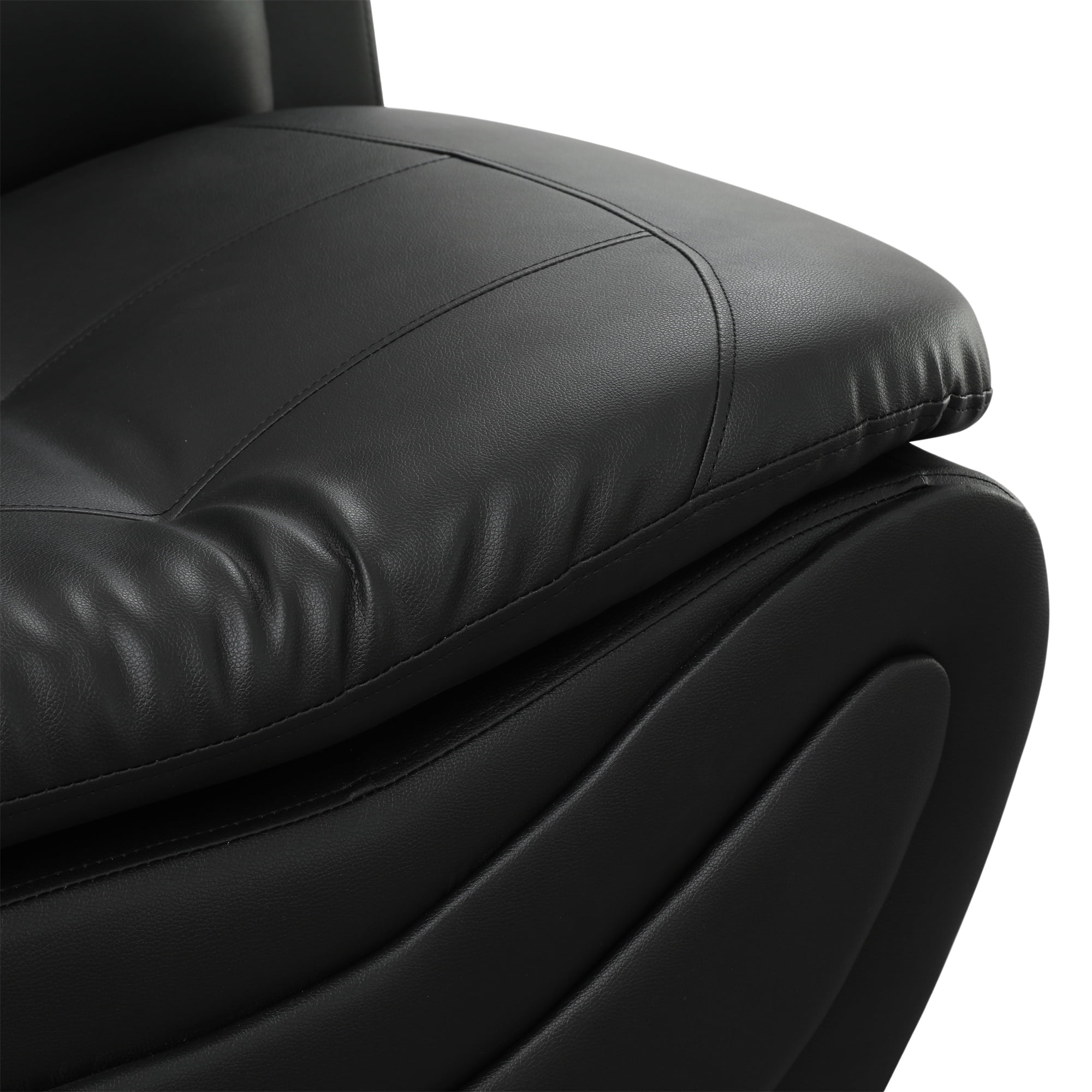 Aukfa 3 Piece Sofa Set - 76.5" Upholstered 3 Seat Sofa Couch for Living Room Bedroom, Leather, Black