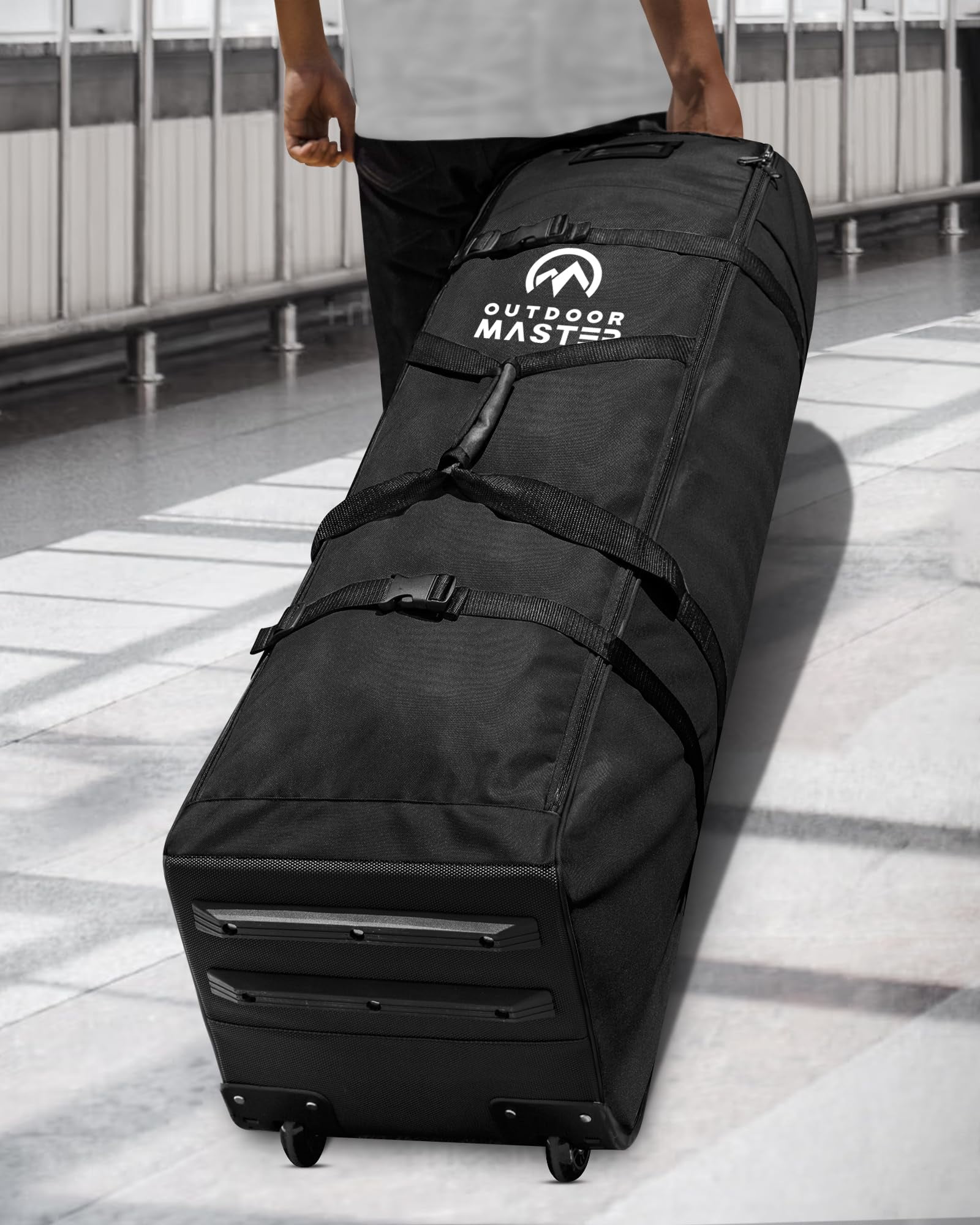 OutdoorMaster Padded Golf Travel Bag with Reinforced Wheels, 900D Heavy Duty Oxford Wear-Resistant and Waterproof Golf Travel Case, Soft-Sided Golf Club Bag
