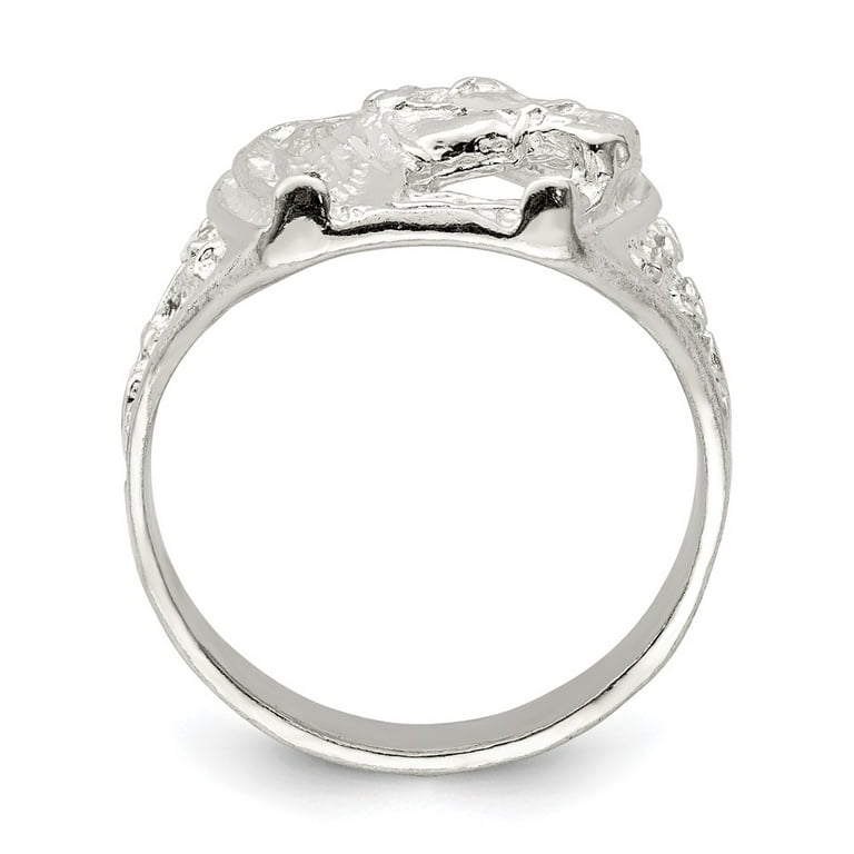 Sterling Silver Horseshoe with Horse Head Ring - Walmart.com