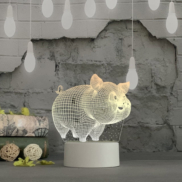 WREESH 3D USB Acrylic Night Light LED Table Desk Bedroom Decor Gift Warm White Lamp