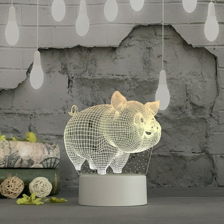 

3D USB Acrylic Night Light LED Table Desk Bedroom Decor Gift Warm White Lamp