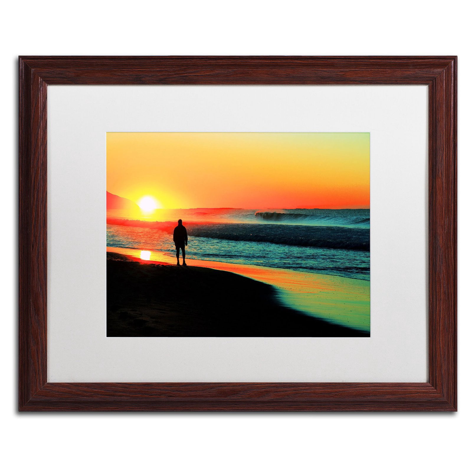 Trademark Fine Art "Sunrise Walking" Canvas Art by Beata Czyzowska Young, White Matte, Black Frame