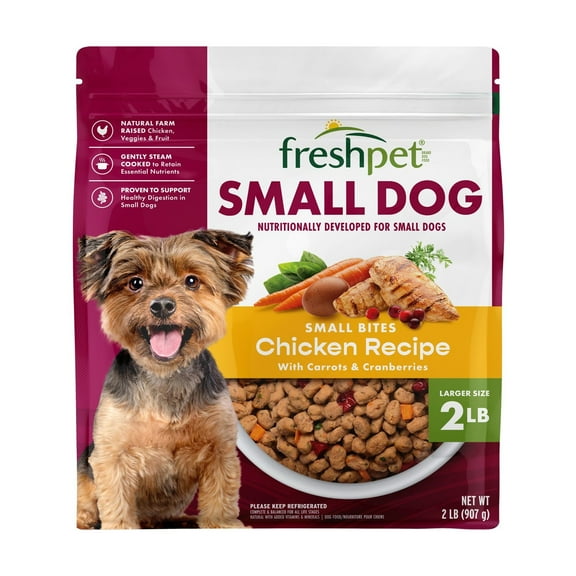 Freshpet Fresh Dog Food, Small Dog Chicken Recipe, Small Bites Freshly Roasted Meals, 2 lb.