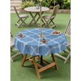 thumbnail image 4 of Outdoor Tablecloths with Umbrella Hole & Zipper, Blue Morocco Round Tablecloth 54 Inch, Moroccan Abstract Geometric Quatrefoil Plaid Waterproof Table Cloth, Patio/Pool/Picnic Table Covers, 4 of 8