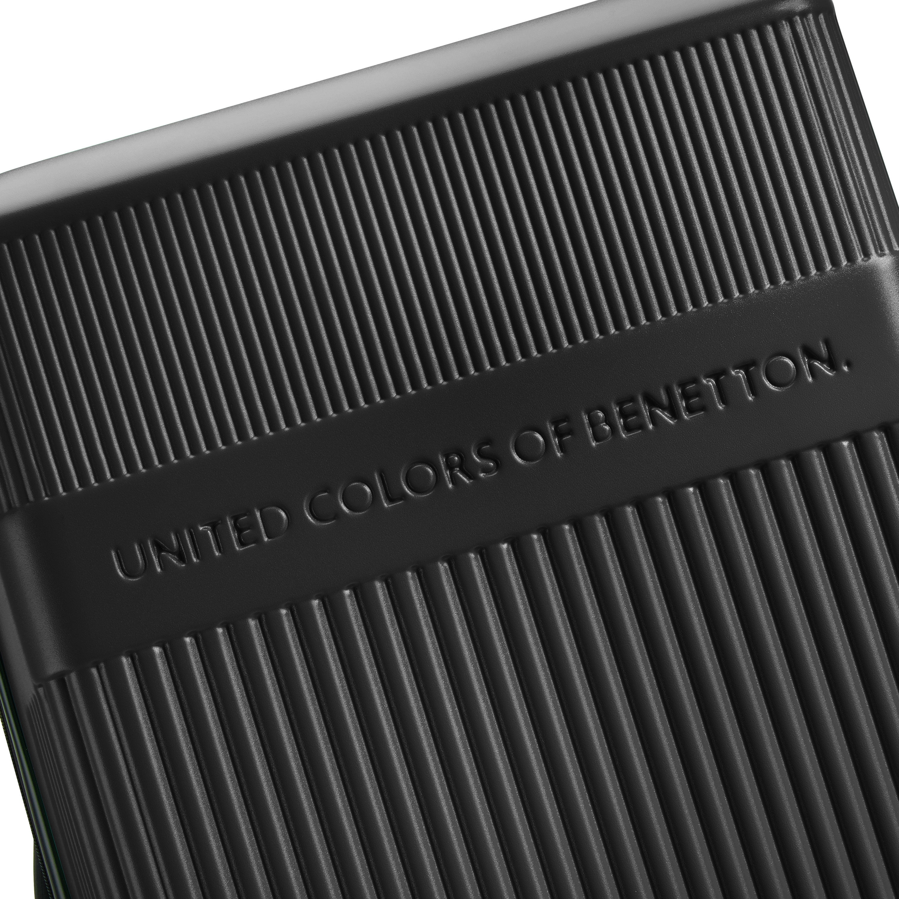 United Colors of Benetton and Delsey Paris Ribbed Hardside 20" Expandable Carry-on Spinner Luggage, Black