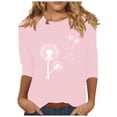 thumbnail image 1 of Plebaso Hauts pour Femmes Manches 3/4 Chemises Imprimées Décontractées Tuniques Col Rond Blouses pour Femmes, 1 of 4